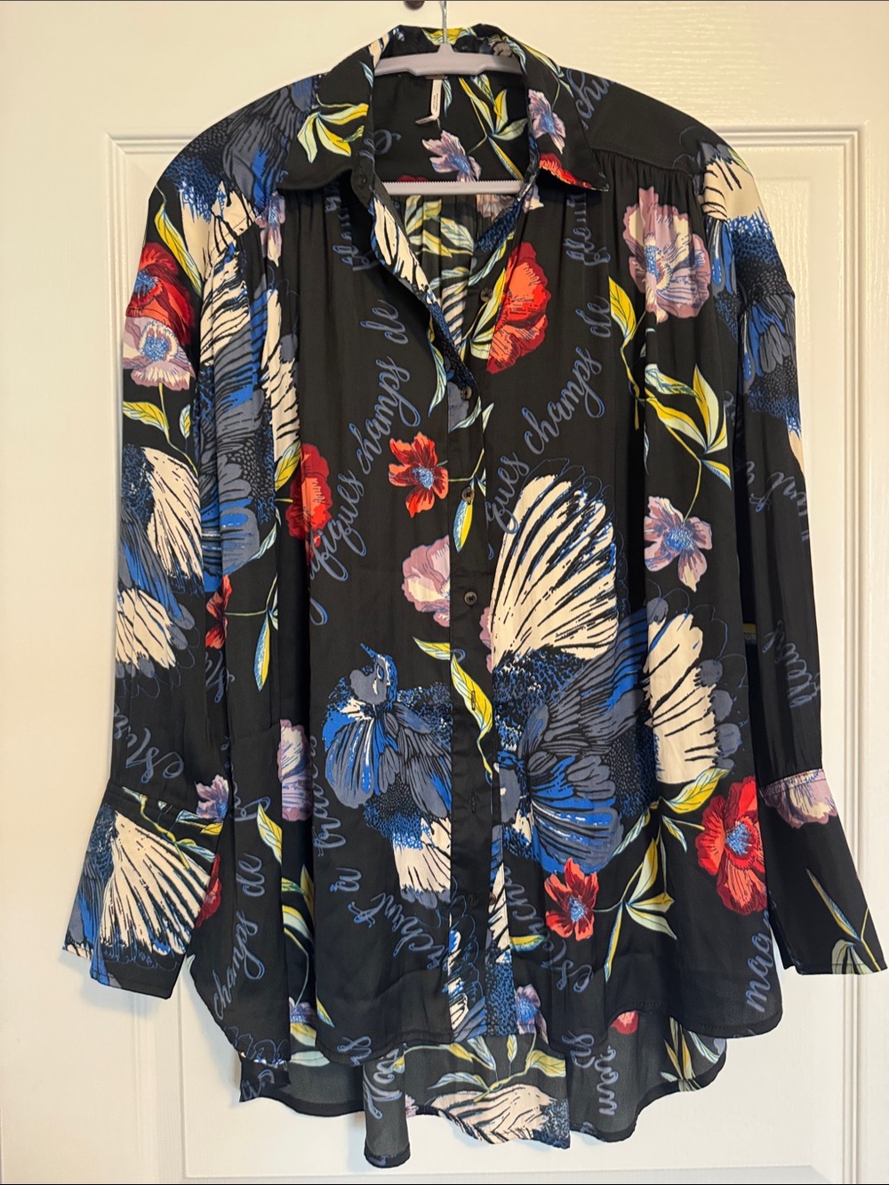 Free People floral Print Button-Front boho Blouse -